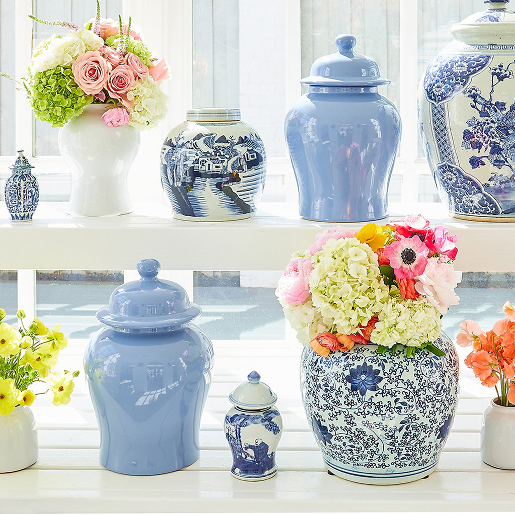 French Blue Temple Jar